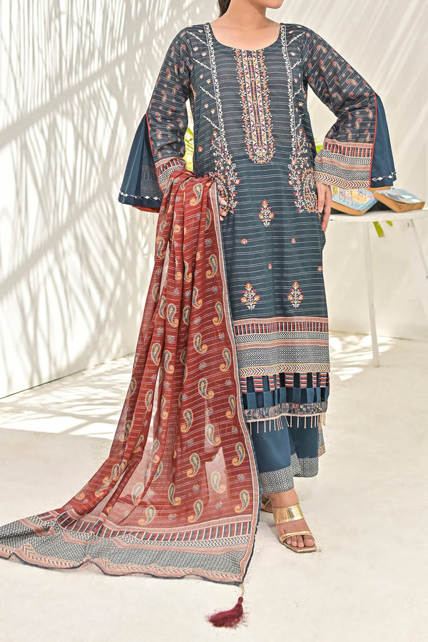 Aira D8 Unstitched Embroidered Lawn 3 Piece