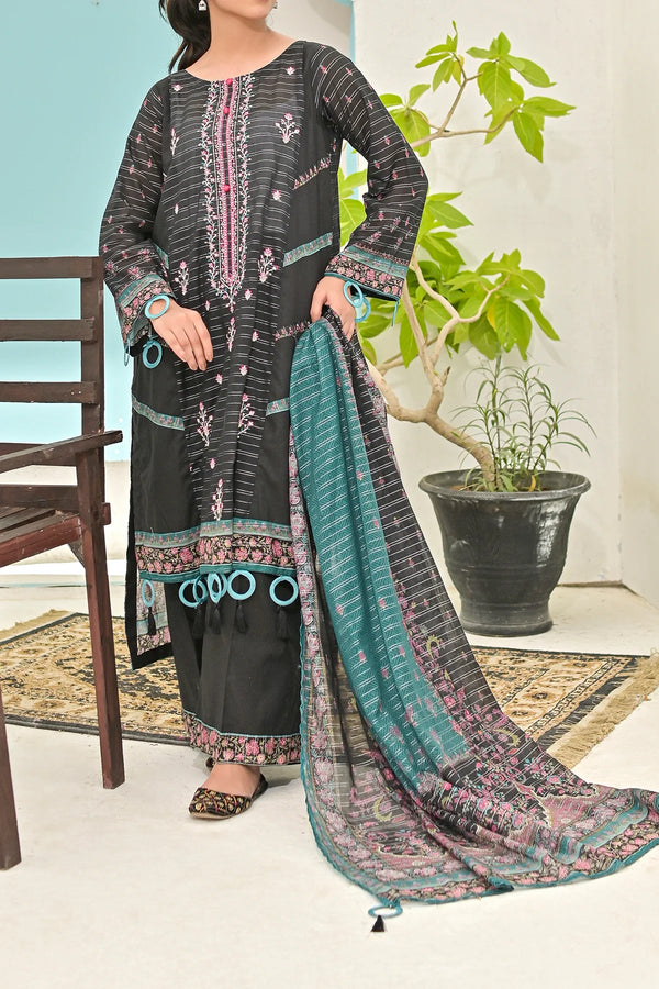 Aira D9 Unstitched Embroidered Lawn 3 Piece